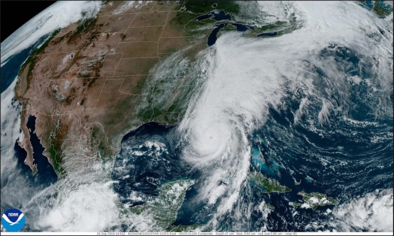 NOAA's GOES-16 satellite captured Hurricane Helene as it approached Florida at 3:51 p.m. EDT on September 26, 2024. (Image credit: NOAA Satellites)